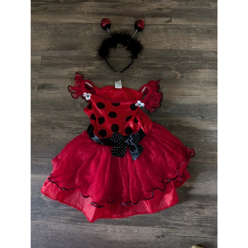 Lady Bug Toddler Halloween Costume Dress Headband Girls Size 3T-4T